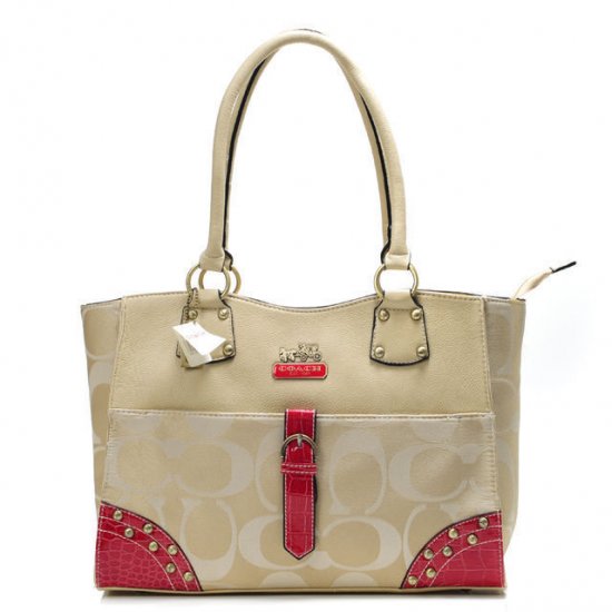 Coach Stud In Monogram Large Khaki Satchels BYE | Women